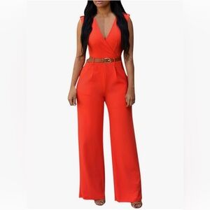 Orange Jumpsuit with brown belt